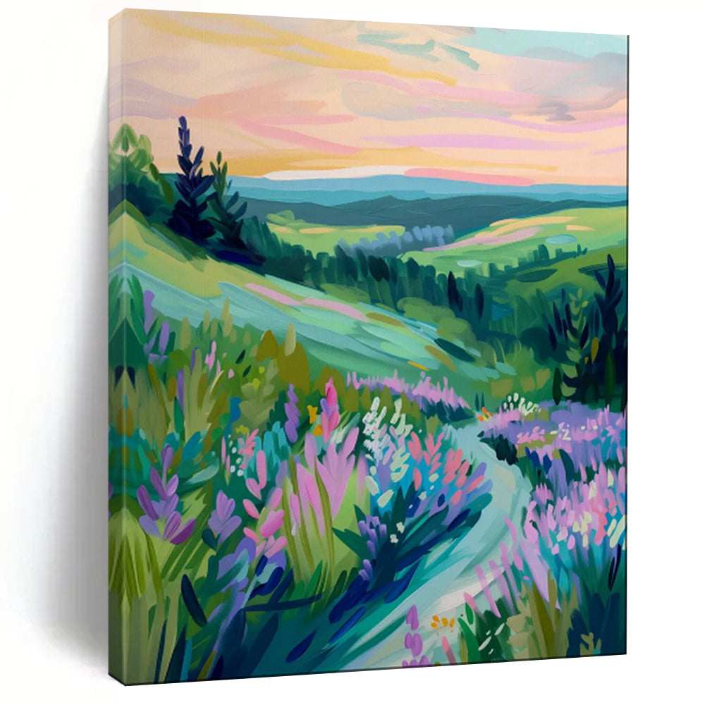 green sunset wall art